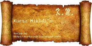 Kurtz Miklós névjegykártya